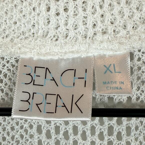 Beach Break Dress Cover Up Women's XL White Crochet Knit Stretch Coastal Summer - Picture 5 of 8